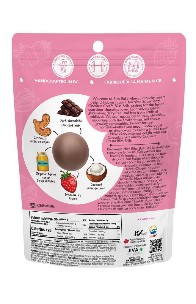 Chocolate Strawberry Bliss Balls (x6)