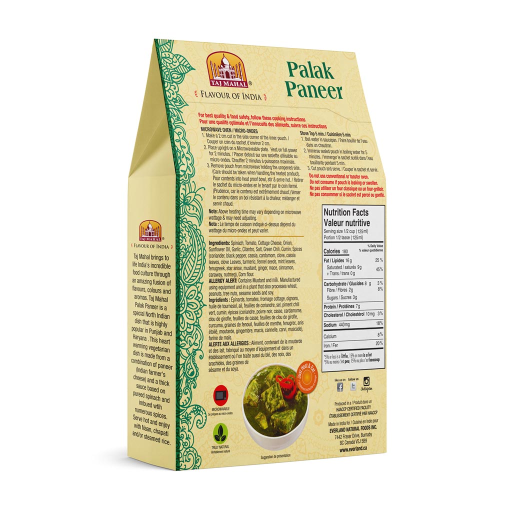 Pack of 3 Palak Paneer (Spinach/Cottage Cheese)