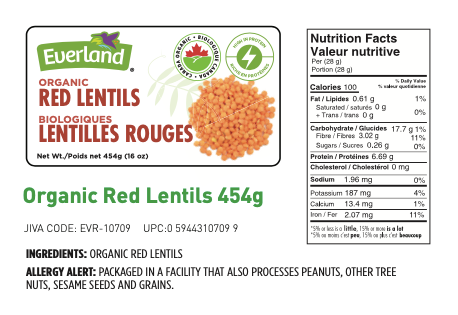 Red Split Lentils, Organic