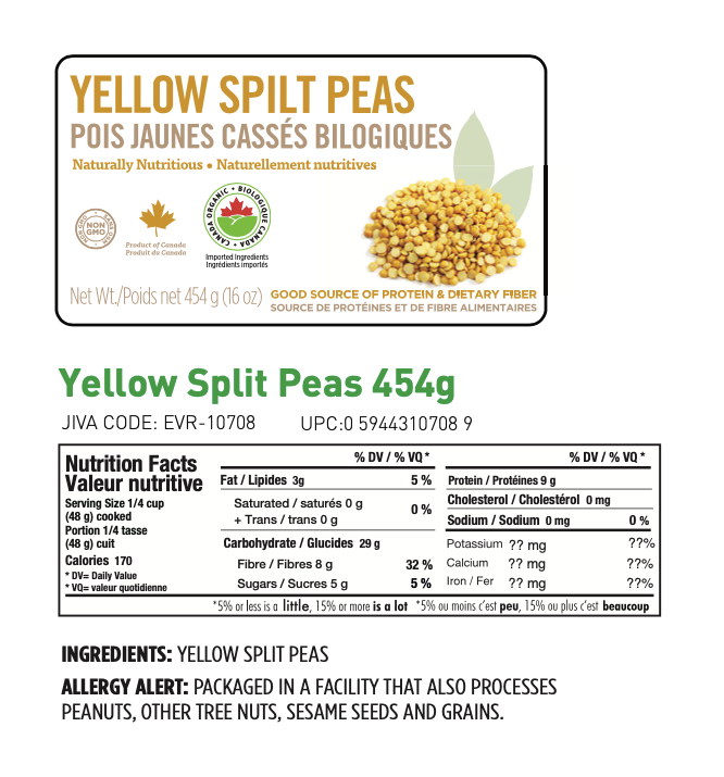 Yellow Split Peas, Organic